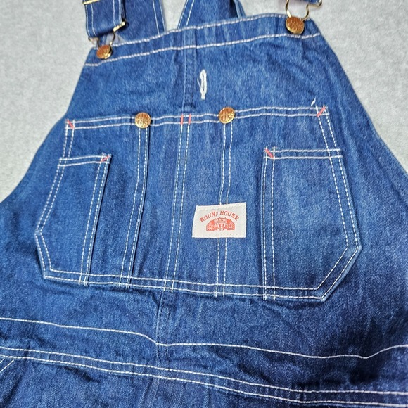 Round House Bib Overalls Mens 32 X 32 Denim Pockets Carpenter Workwear Utility - Picture 5 of 13